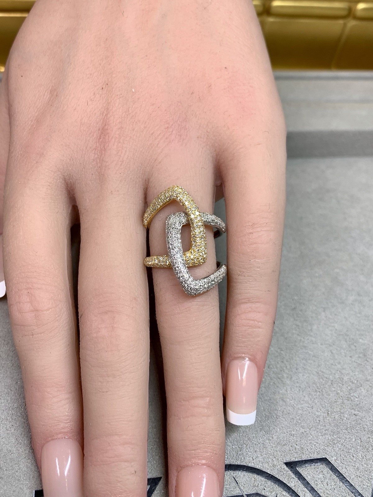 Effy 14K Two Tone Large Interlocking Diamond Ring… - image 14