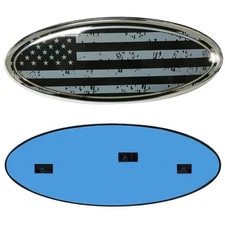 9 Inch For Ford F150 Edge Black US Flag FRONT GRILL Emblem TAILGATE  Oval Badge