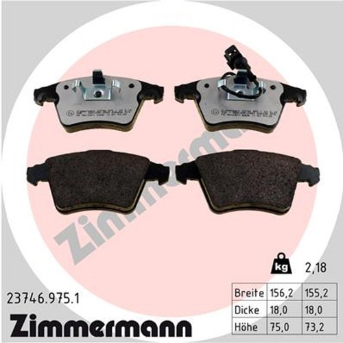 ZIMMERMANN Bremsbelagsatz Scheibenbremse rd:z 23746.975.1 2E4 für TRANSPORTER T5
