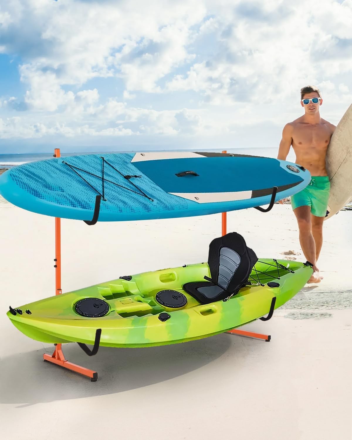 Freestanding Kayak Storage Stand Rack Indoor Outdoor Heavy-Duty with Padded Arm