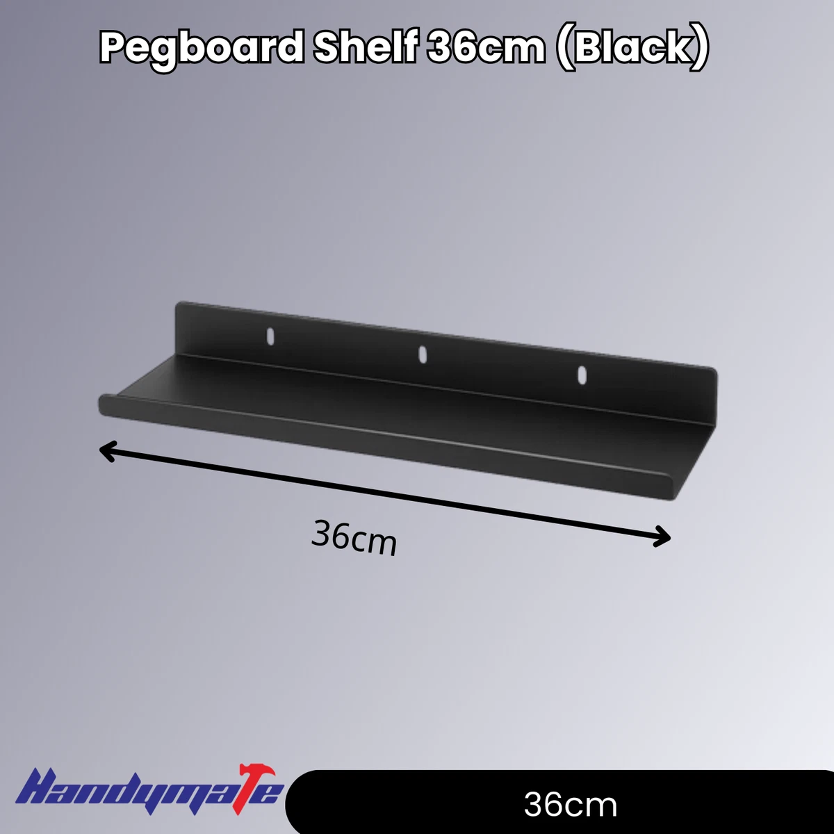 Pegboard Metal Shelf 36cm Black Tool Storage Tray for Square Hole Panel