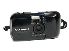 Olympus Infinity Stylus 35mm Point Shoot Film Camera WORKS Broken Battery Door