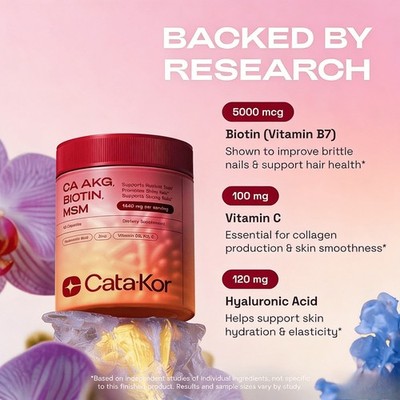 CataKor Skin Hair Nails Beauty Complex With CaAKG Hyaluronic Acid Biotin`