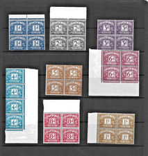 postage due stamps gb one penny one shilling UNMOUNTED MINT BLOCKS OF 4 as scan