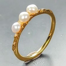 Handmade ring Natural Pearl Ring 925 Sterling Silver Size 6 /R462162