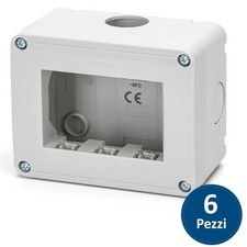 Aigostar Cassetta Portafrutti 3 Vie Superficie Compatibile Vimar Plana 6 Pezzi