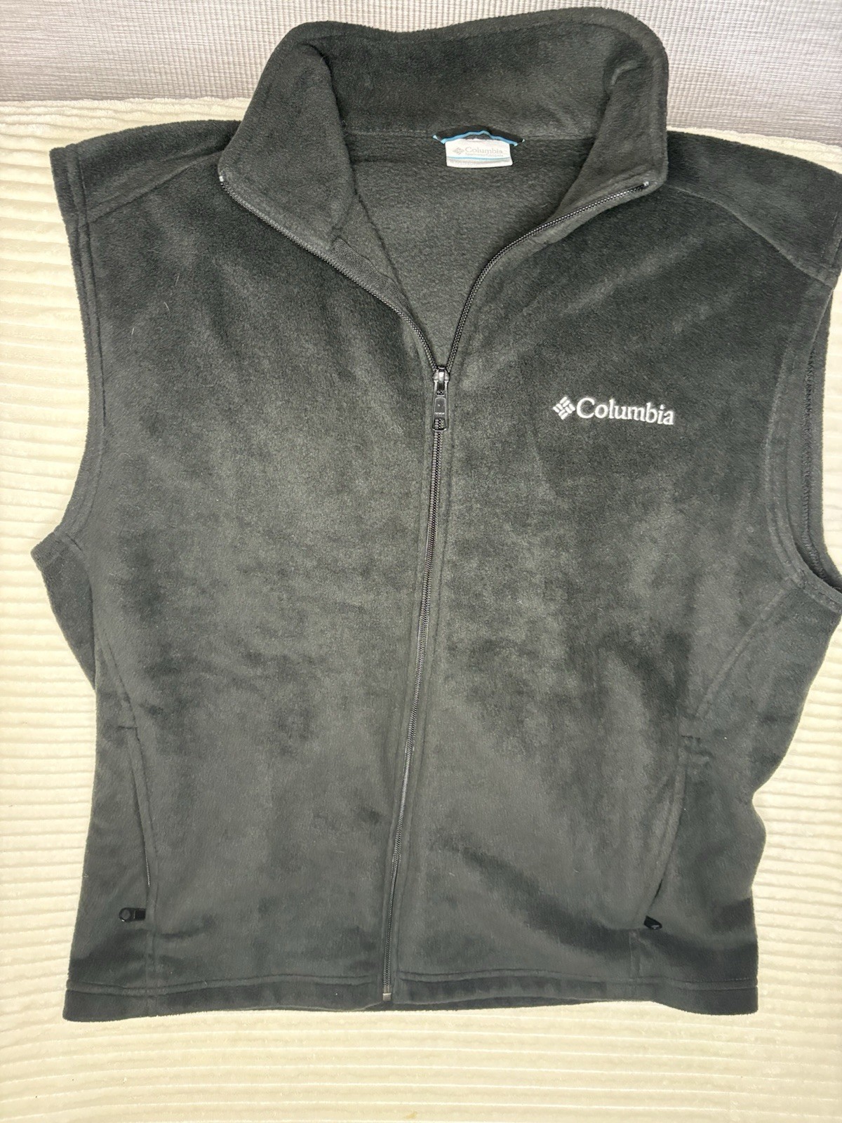 Columbia Fleece Vest Men’s Large Black Full Zip Outdoor Hiking Jacket