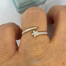 2.10Ct Round Cut Natural Moissanite Star Engagement Ring 14K Yellow Gold Plated