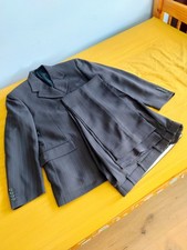 Louis Philippe Mens 2 Piece Suit Grey Brown Pinstripe Blazer 38 Trousers W32 L32