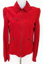 Miu Miu Red Suede Jacket Size Italian 42, (uk 10, Us 6) 100% Leather