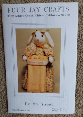 UNCUT ''Be My Guest'' soap Towel Bunny Holder Craft/Sew Pattern by Four Jay Crafts