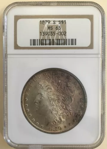 1879 S Silver Morgan Dollar $1 Coin NGC MS 65 Toned