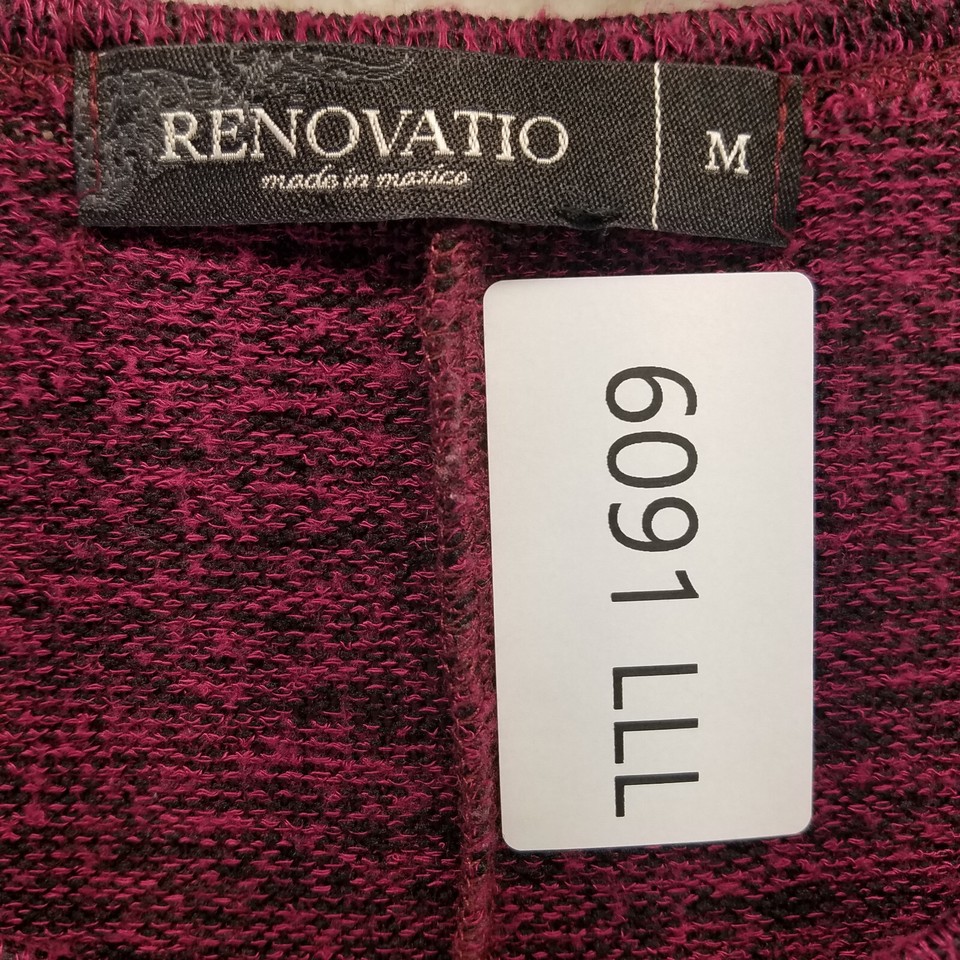 Renovatio Shirt Womens Medium Maroon Rhinestone Pullover Stretch Long ...