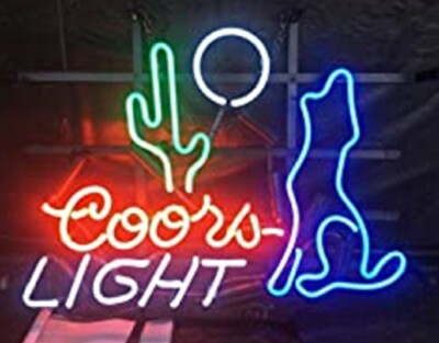 Coors Light Wolf Cactus Moon Coyote 20''x16'' Neon Sign Bar Real Glass Club Decor