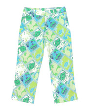 Vintage LILLY PULITZER White Label Skinny Crop Pants Starboard Patch Sz 6 /003