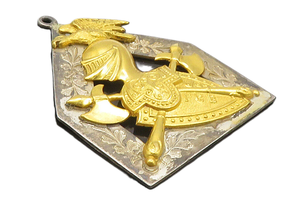Pendentif chevalier et bouclier bicolore vintage argent 925 SUPREME LODGE PT7782
