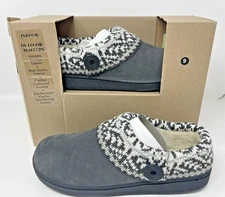 Clarks Fairisle Knit Collar Clog Women's Grey Size 9 M Indoor Outdoor Fair Isle
