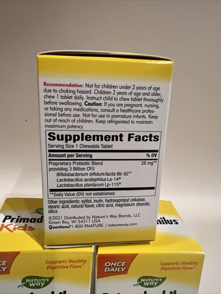 3pac Nature's Way Primadophilus Kids 30 NARANJA Masticables Probiótico 3 mil millones de UFC Foto 3 de 4