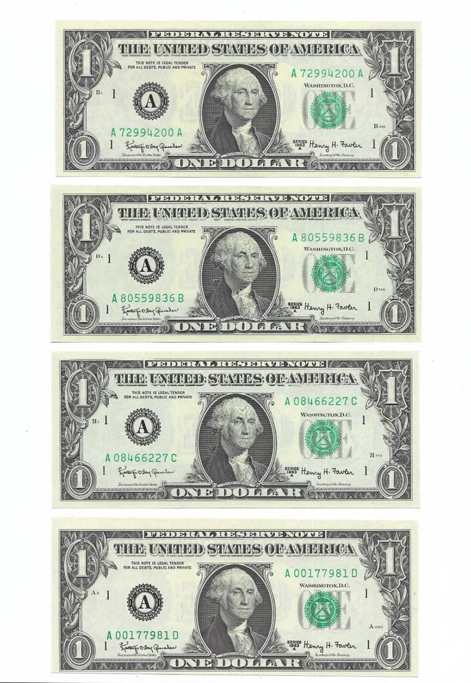 1963A $1 Complete Regular BLOCK Set. 57 Crisp & Uncirculated Banknotes. - Image 2 of 4