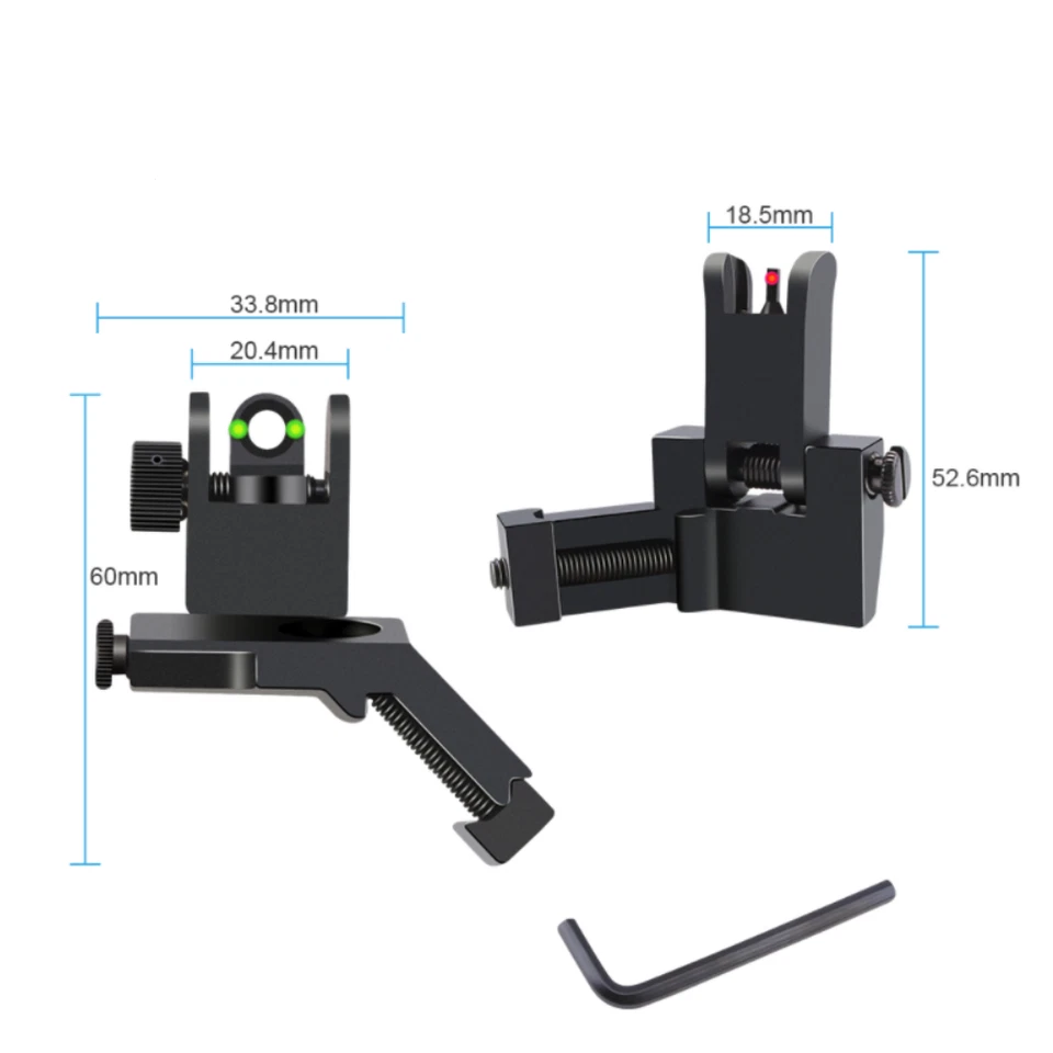 Fiber Optics Iron Sights Low Profile 45 Degree Flip-up Front and Rear Sight - Image 2 of 4