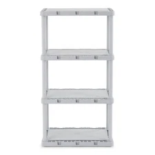 Gracious Living 4 Shelf Knect-A-Shelf Fixed Height Solid Light Duty Storage,Grey