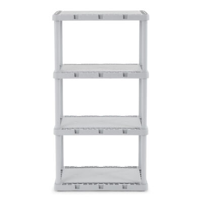 Gracious Living 4 Shelf Knect-A-Shelf Fixed Height Solid Light Duty Storage,Grey
