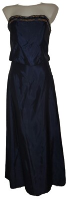 Vtg 90s ZUM ZUM Sz 12 Womens Blue Corset Beaded Whimsigoth Grunge Prom Dress