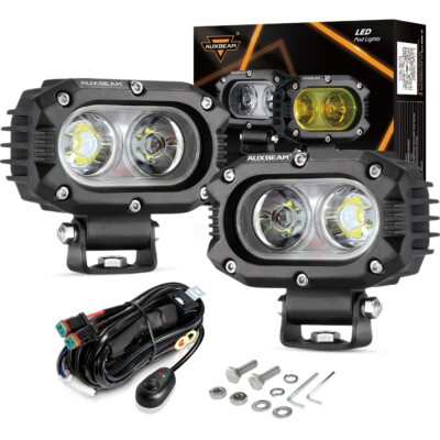 AUXBEAM 4'' LED Work Light Bar Flood Pods Fog Lamp Offroad Driving Truck SUV ATV