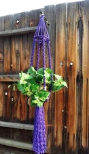 Macrame Plant Hanger~Large Purple~54" Long-Bird Cage Top-Solid Twist Knot