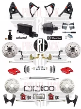 1967-69 Camaro Red Wilwood Calipers Front Rear Power Disc Brake Kit Control Arms