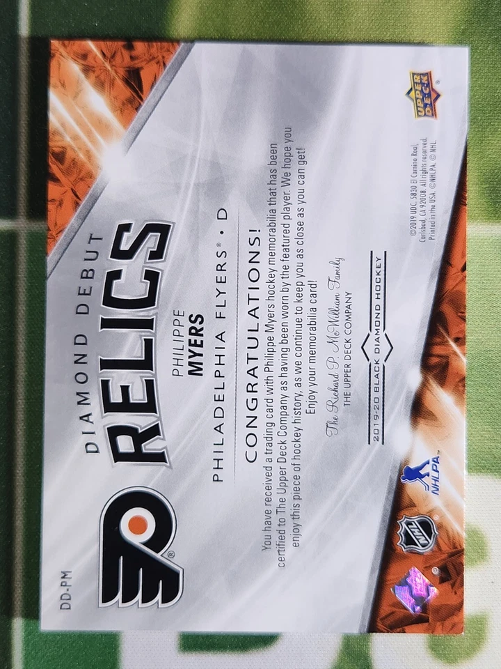2019 Upper Deck Black Diamond Debut Relics /349 Philippe Myers #DD-PM Rookie RC - Image 2 of 2