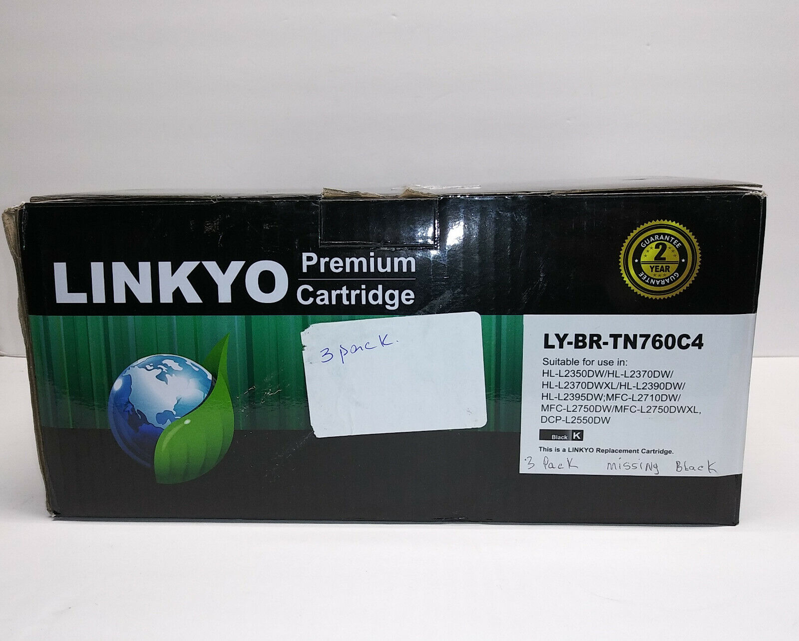 (3 Pack) LINKYO LY-BR-TN760C4 Compatible Toner Black Cartridges Brother Printers
