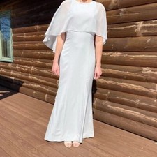 BHLDN Amsale Crane Cape Dress Gray Size 14 D29