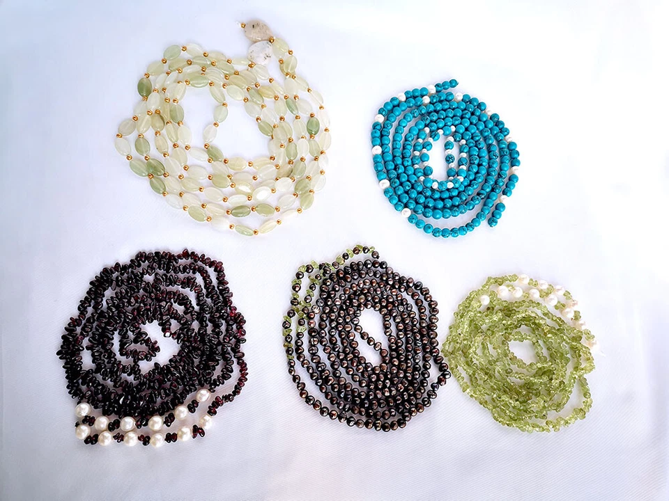 коралл перидот круглый магнезит пресноводный жемчуг Lariat ожерелье ювелирные изделия поставки - Изображение 4 из 4