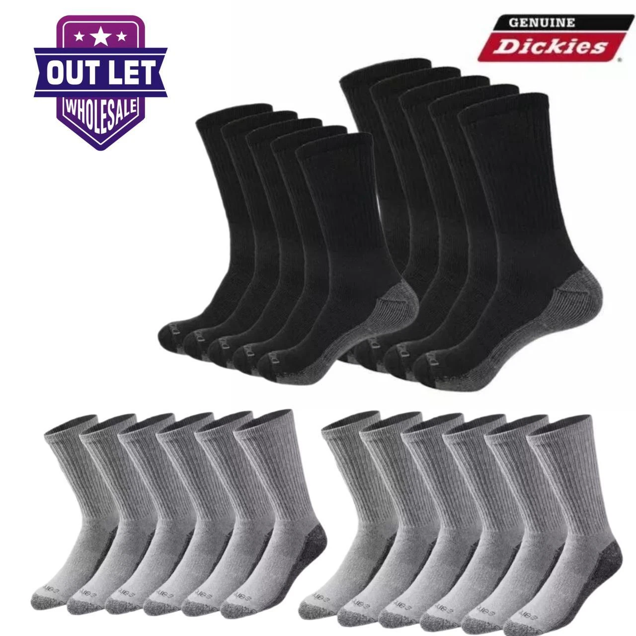 12 Pair Dickies Men's Crew Work Socks Dri-Tech Extra Thick Reinforced Size 10-13
Opens in a new wind