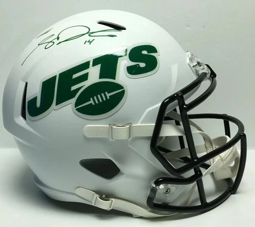 Sam Darnold Signed F/S New York Jets Flat White Replica Helmet BAS