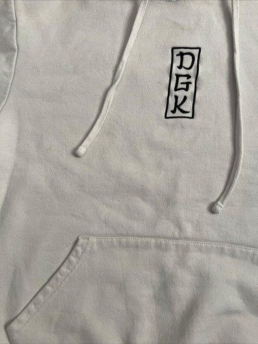 DGK Pullover Kangaroo Pocket White Hoodie Pink Cherry Blossom - Picture 2 of 17