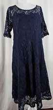 New Pinup Fashion Womens Dress Lined Navy Blue Lace Nylon Spandex 18W