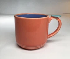 Lindt-Stymeist Colorways Thumbprint Mug, Salmon & Blue, Nice Vintage Ceramic Mug