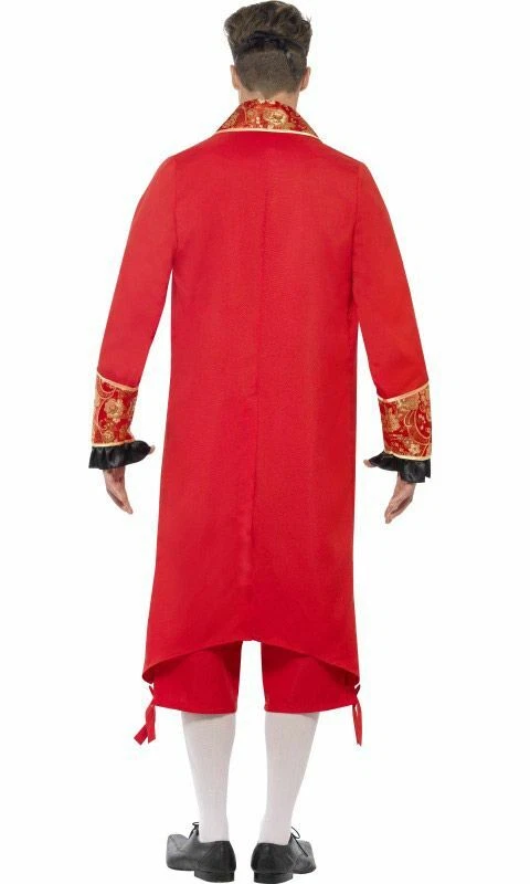 Disfraz de Diablo Masquerade 4 piezas rojo y dorado para hombre abrigo cola elegante chaleco y bragas M Foto 3 de 3