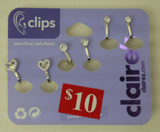 Claire's Silver Crystal Heart Clip-On Earrings - 3 Pack G131424-1 LOC. I 