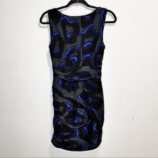 Halston Heritage Abstract Printed Plisse Sleeveless Dress Size 6