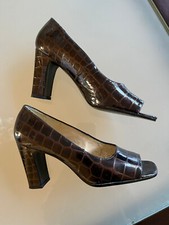 NINE WEST, DARK BROWN SHOES, 3" HEEL, SIZE 5 1/2M used