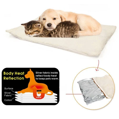 Self Heating Pet Pad Cat Dog Blanket Pet Bed Soft Fleece Thermal Mat Washable - Picture 3 of 13