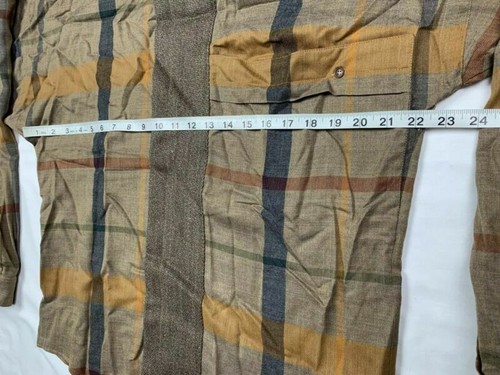 Vtg Gianni Versace Mens Button Wool Shirt Large Brown Plaid D1 - Picture 10 of 12