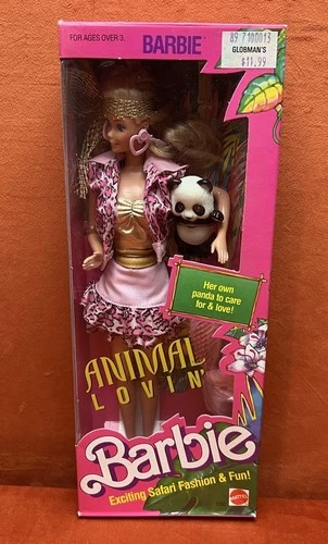 Cute Vintage 1988 Mattel #1350 Animal Lovin' Barbie Doll NRFB Blonde