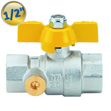 Vanne à bille pour gaz papillon de 1/2'' avec prise de pression de 1/4'' pour t