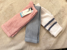 HUE Women's Slouch Socks 3 Pair Pack, Pink Blue White One Size Cotton Blend