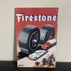 VINTAGE FIRESTONE TIRES GASOLINE MOTOR OIL PORCELAIN SIGN