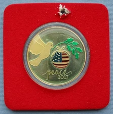2017 SilverTowne Peace Dove USA Enameled 1oz .999 Silver Engravable
